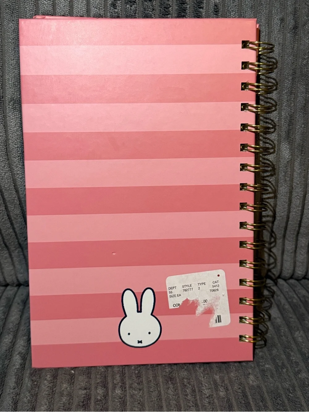 miffy Coral Striped Notebook & Pen Set with Blue Outfit